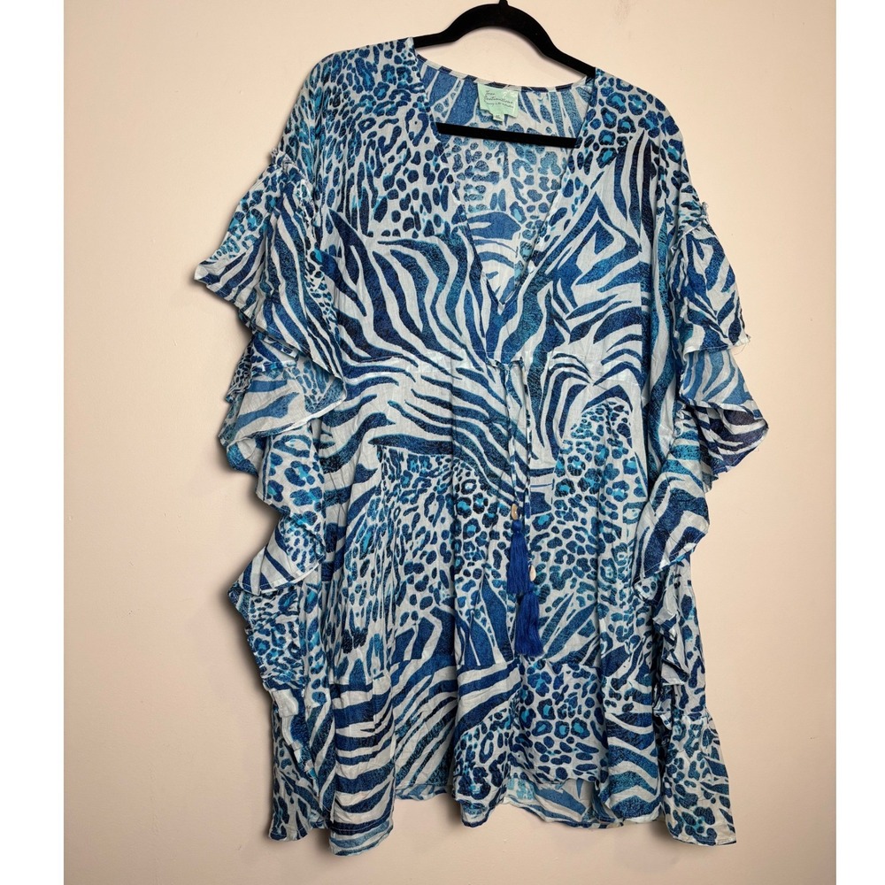 True Destinations Womens Cover Up Tunic Top XL Sheer Lightweight Cotton Beach